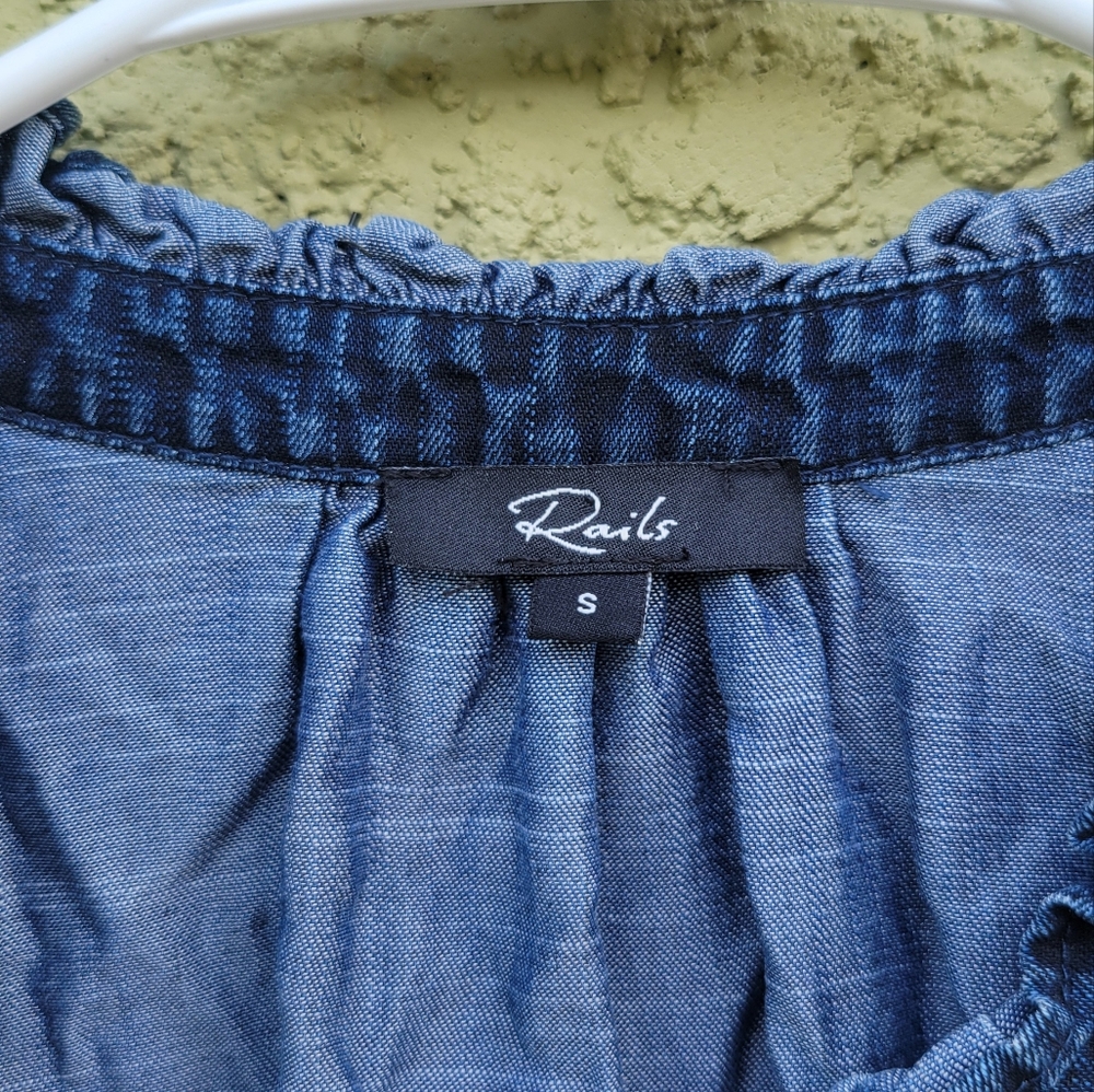 Rails Shawna Dark Vintage Denim Ruffled Shirtdres… - image 3